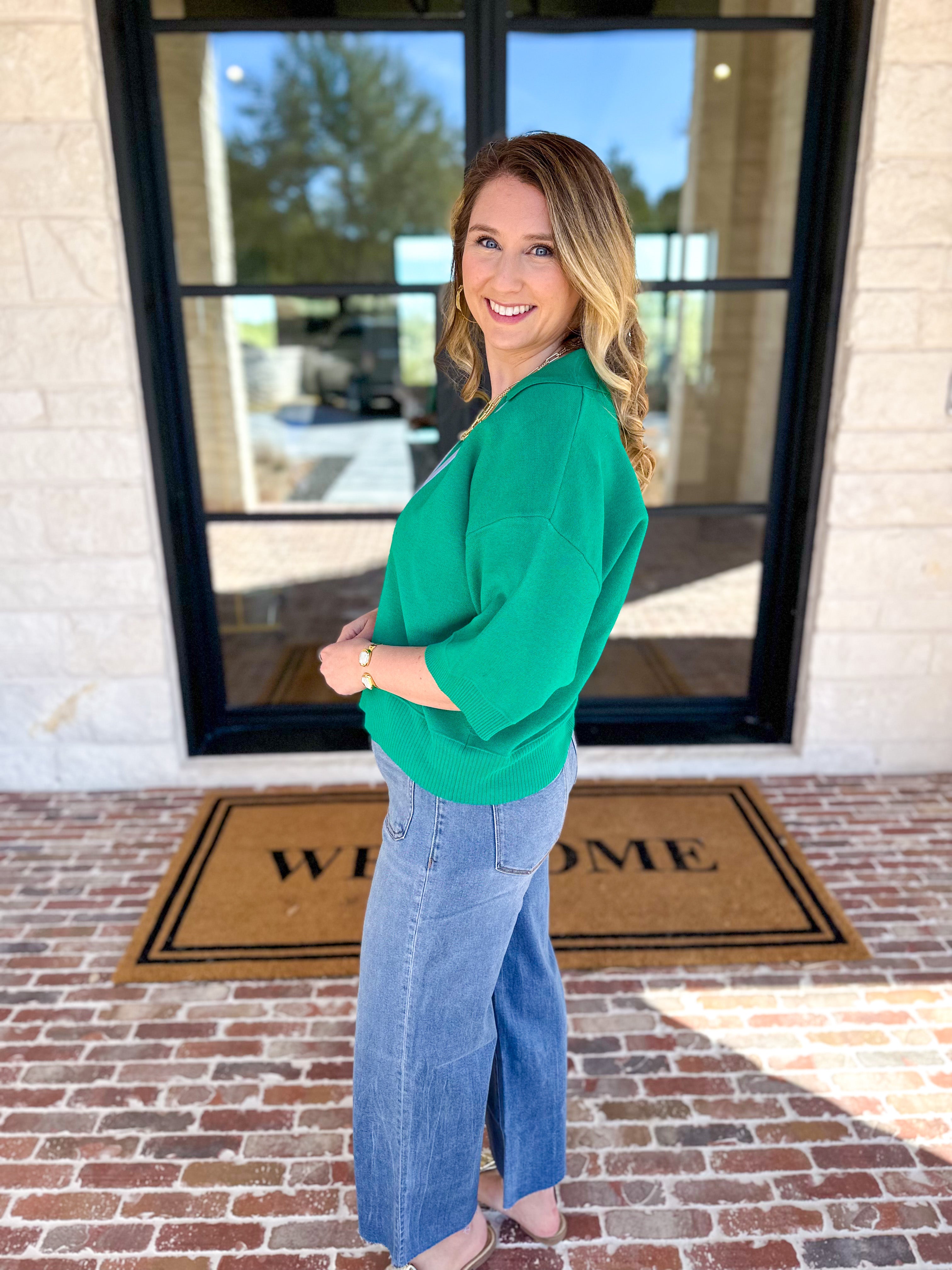 The Go-To Girl Sweater Top - Green-230 Sweaters/Cardis-ENTRO-July & June Women's Fashion Boutique Located in San Antonio, Texas