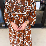 Rust Floral Midi Dress-500 Midi-JODIFL-July & June Women's Fashion Boutique Located in San Antonio, Texas