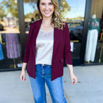 The Blair Blazer - Wine-600 Outerwear-SKIES ARE BLUE-July & June Women's Fashion Boutique Located in San Antonio, Texas