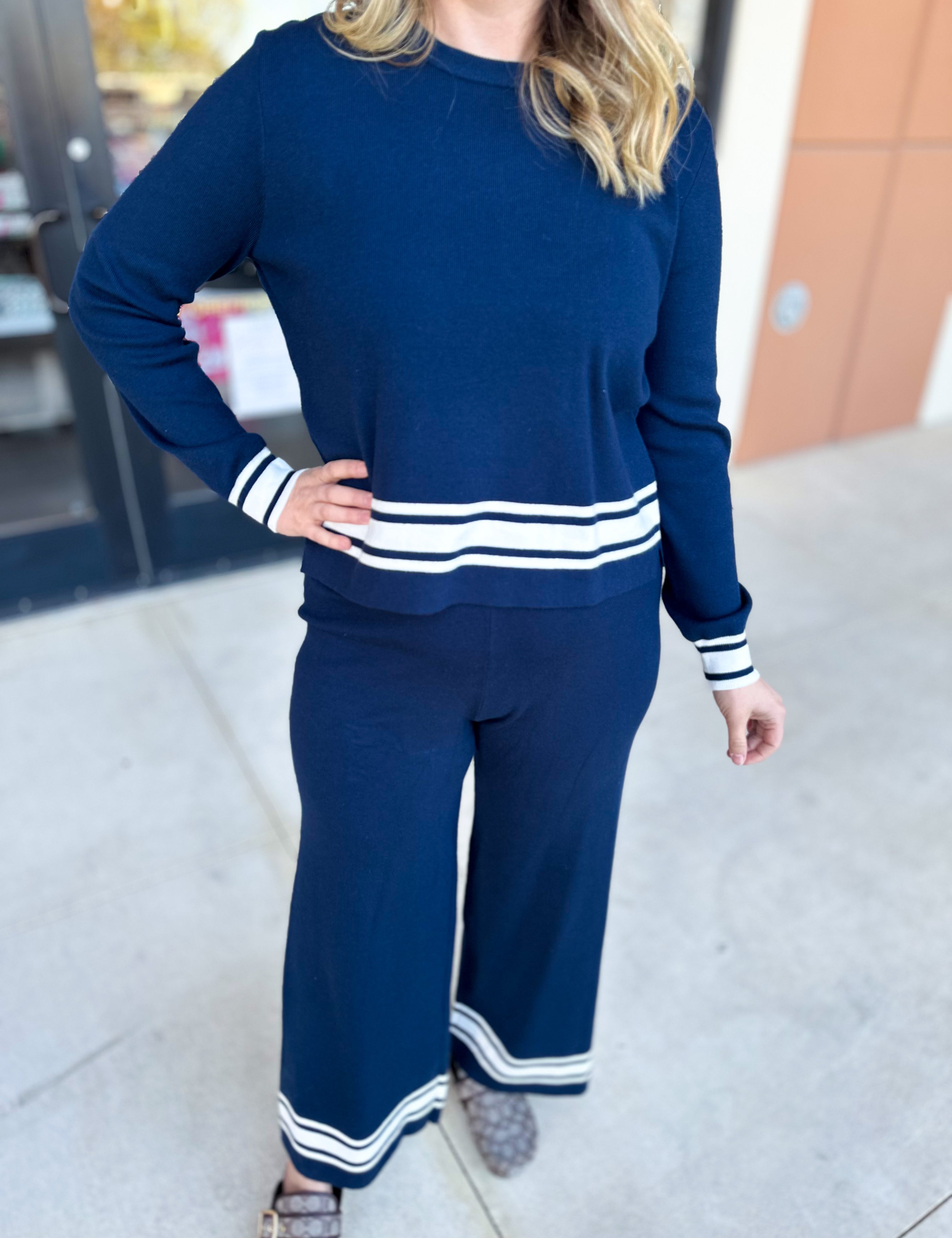 Sporty Knit Set-300 Athleisure/Lounge-SKIES ARE BLUE-July & June Women's Fashion Boutique Located in San Antonio, Texas