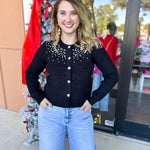 Current Air - Black Gem Cardigan-230 Sweaters/Cardis-CURRENT AIR CLOTHING-July & June Women's Fashion Boutique Located in San Antonio, Texas