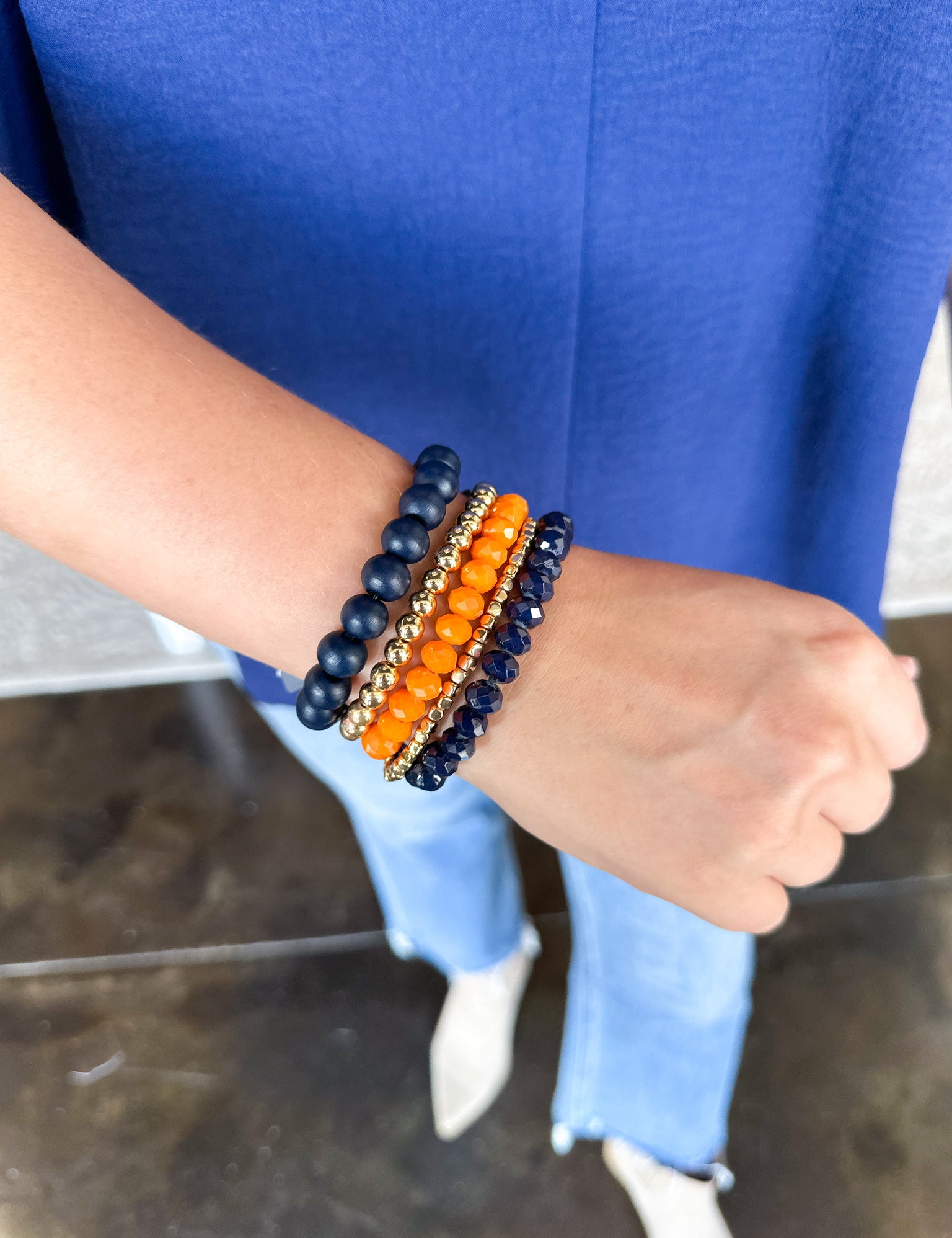 Michelle McDowell - Bracelet Set - Navy & Orange-110 Jewelry & Hair-Michelle McDowell-July & June Women's Fashion Boutique Located in San Antonio, Texas