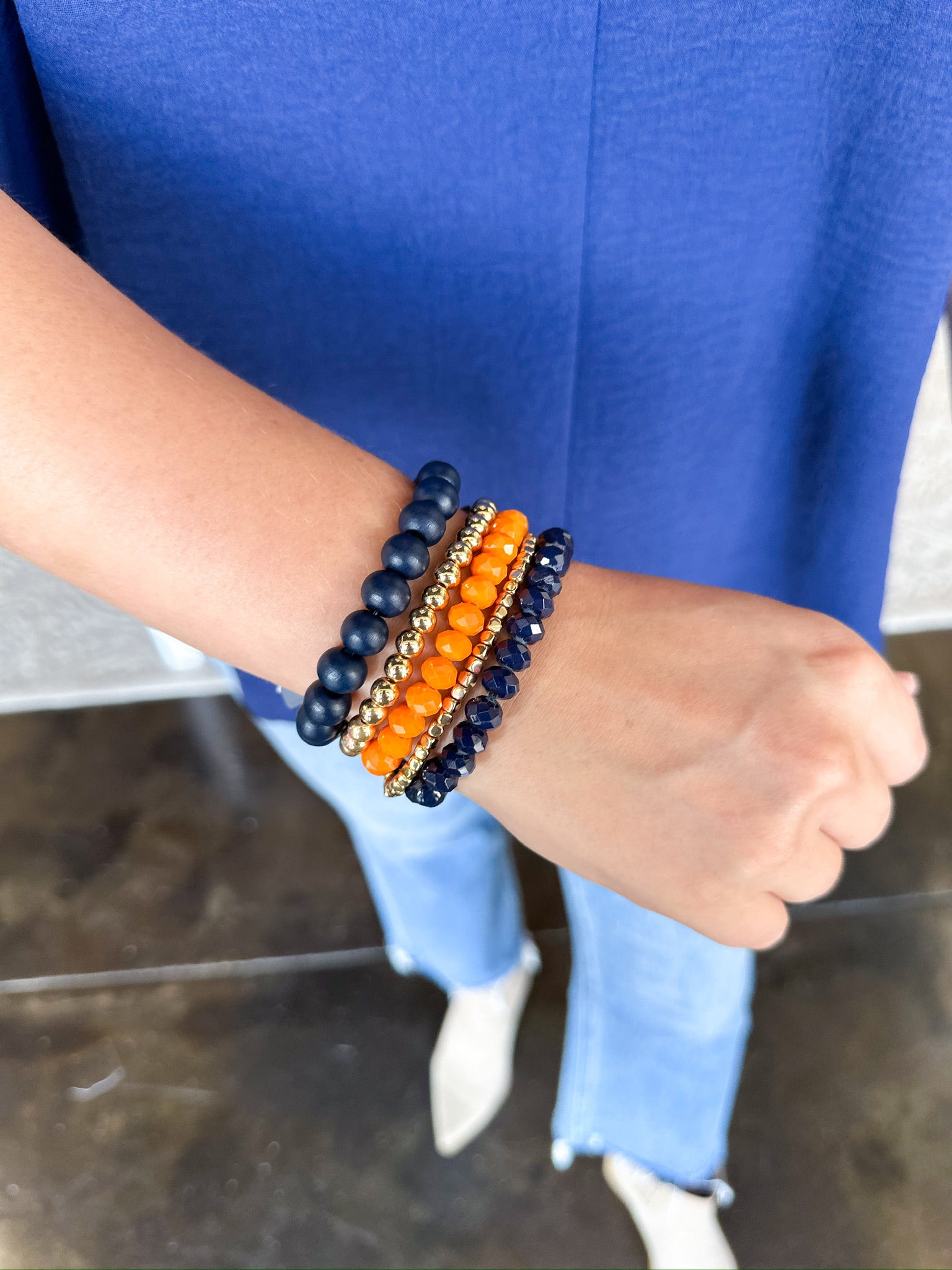 Michelle McDowell - Bracelet Set - Navy & Orange-110 Jewelry & Hair-Michelle McDowell-July & June Women's Fashion Boutique Located in San Antonio, Texas
