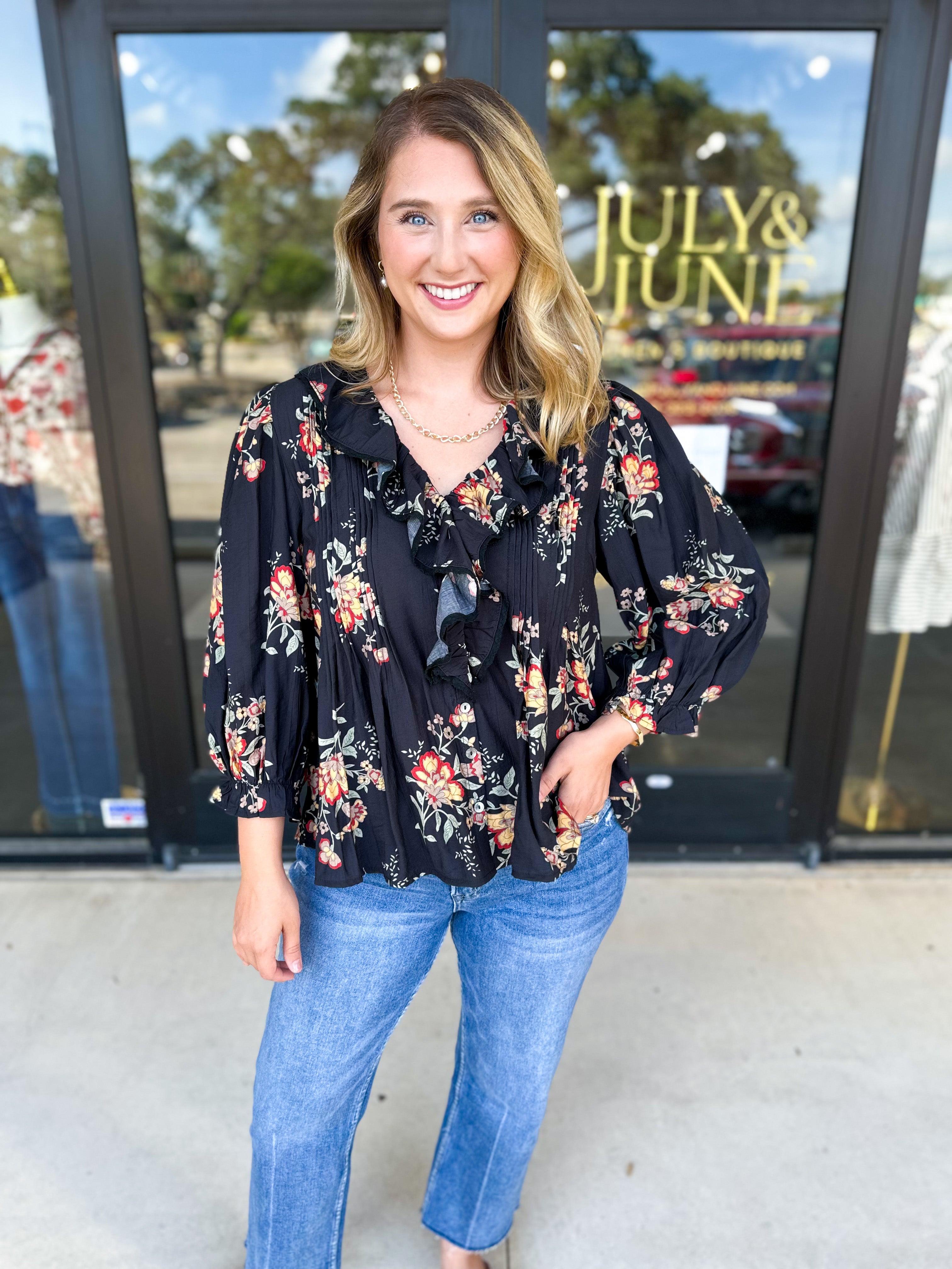 The Kirsten Blouse - Black-200 Fashion Blouses-ENTRO-July & June Women's Fashion Boutique Located in San Antonio, Texas
