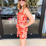 Tangerine Summertime Romper-510 Mini-FATE-July & June Women's Fashion Boutique Located in San Antonio, Texas