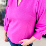 Mary Square - Jocelyn Blouse - Hot Pink-200 Fashion Blouses-MARY SQUARE-July & June Women's Fashion Boutique Located in San Antonio, Texas