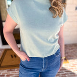 Soft Bloom Everyday Knit Top - Mint-230 Sweaters/Cardis-ENTRO-July & June Women's Fashion Boutique Located in San Antonio, Texas
