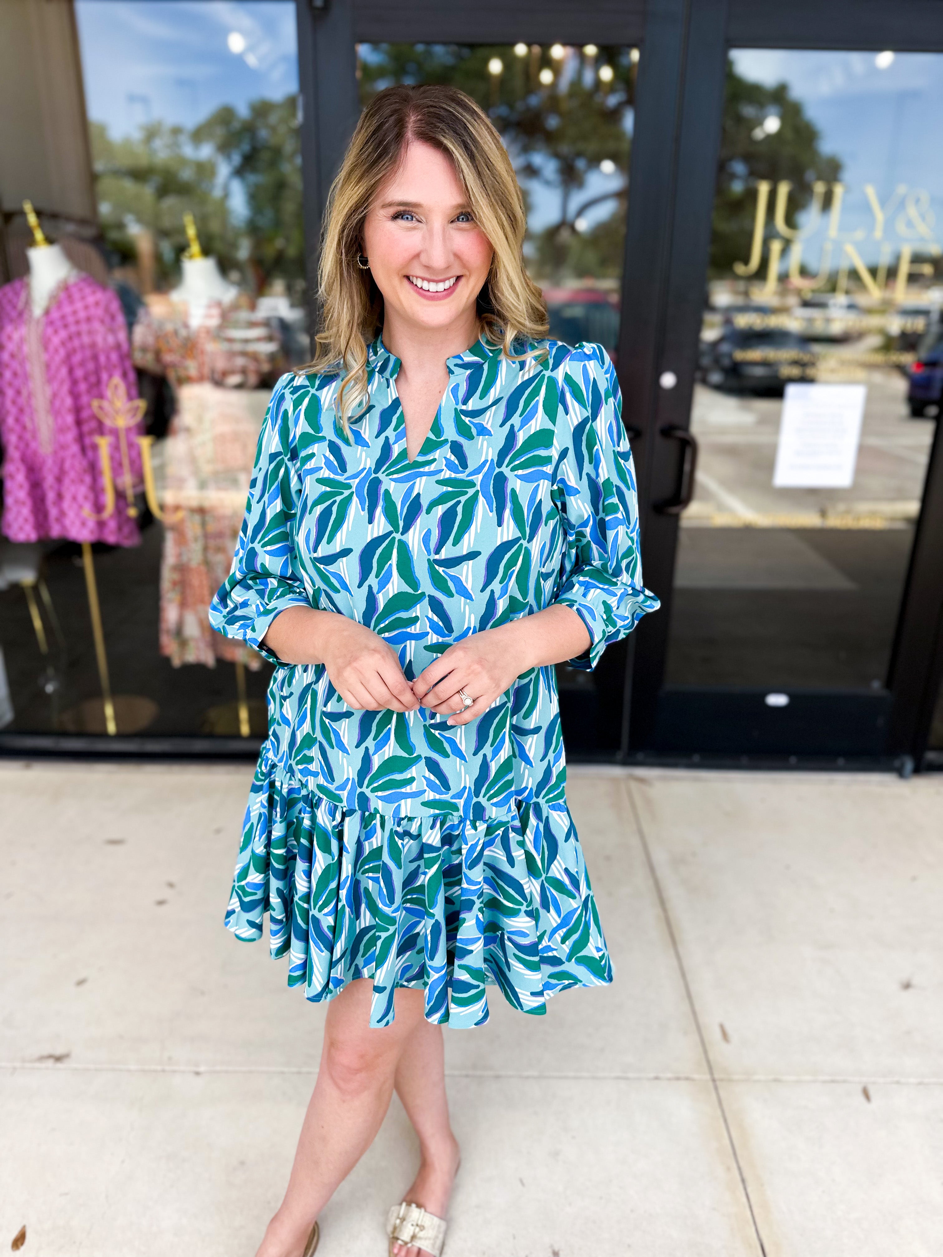 Mary Square - Reflecting Green Mini Dress-510 Mini-MARY SQUARE-July & June Women's Fashion Boutique Located in San Antonio, Texas