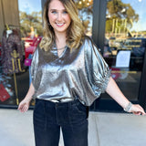 Celebration Blouse - Chrome-200 Fashion Blouses-ENTRO-July & June Women's Fashion Boutique Located in San Antonio, Texas