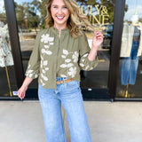 Mallory Embroidered Blouse - Light Olive-200 Fashion Blouses-ABLE-July & June Women's Fashion Boutique Located in San Antonio, Texas