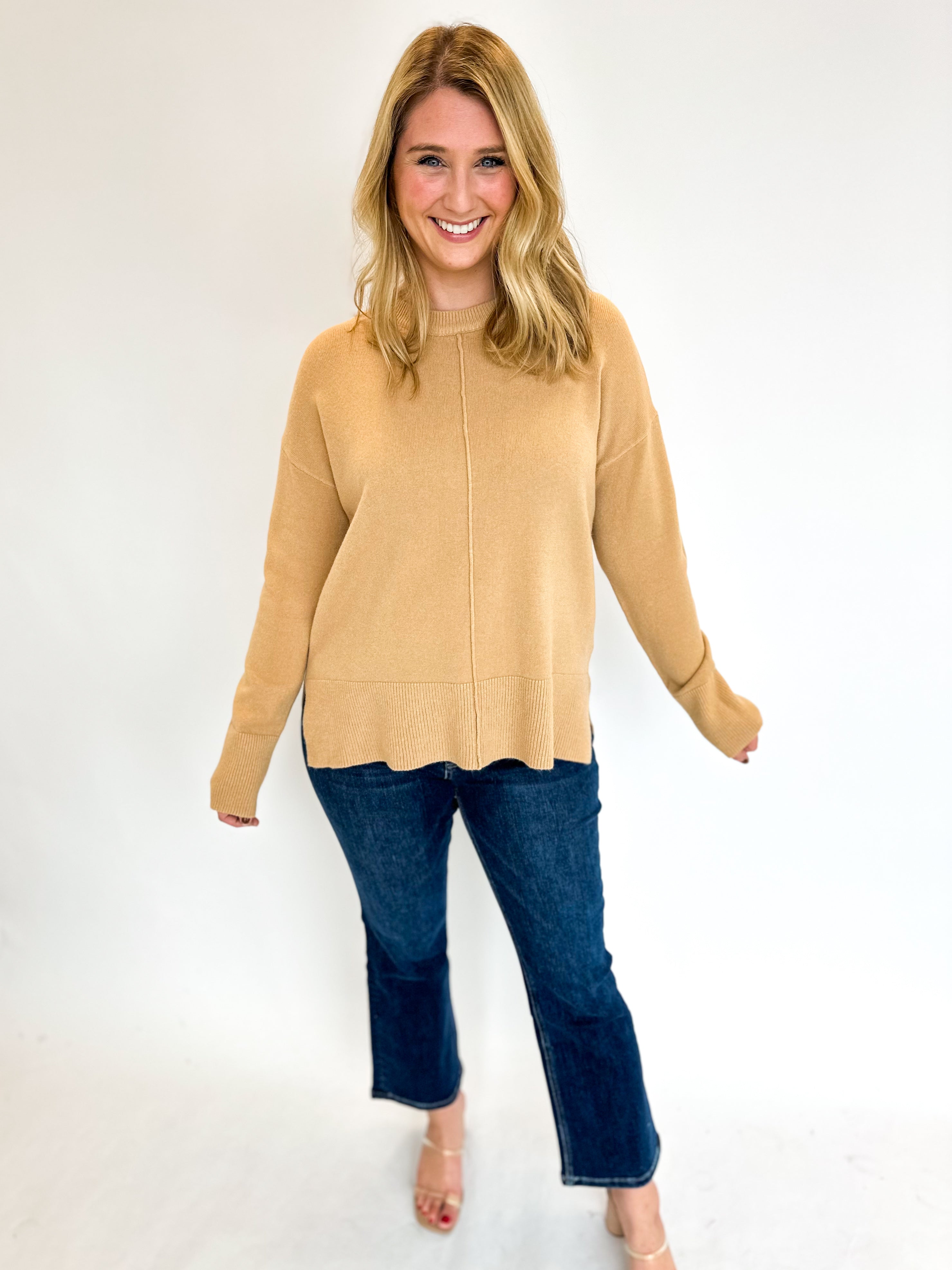 Cozy Days Lightweight Sweater Top - Taupe-230 Sweaters/Cardis-&MERCI-July & June Women's Fashion Boutique Located in San Antonio, Texas