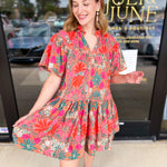 The Carrie Floral Print Mini Dress-510 Mini-OLIVACEOUS-July & June Women's Fashion Boutique Located in San Antonio, Texas