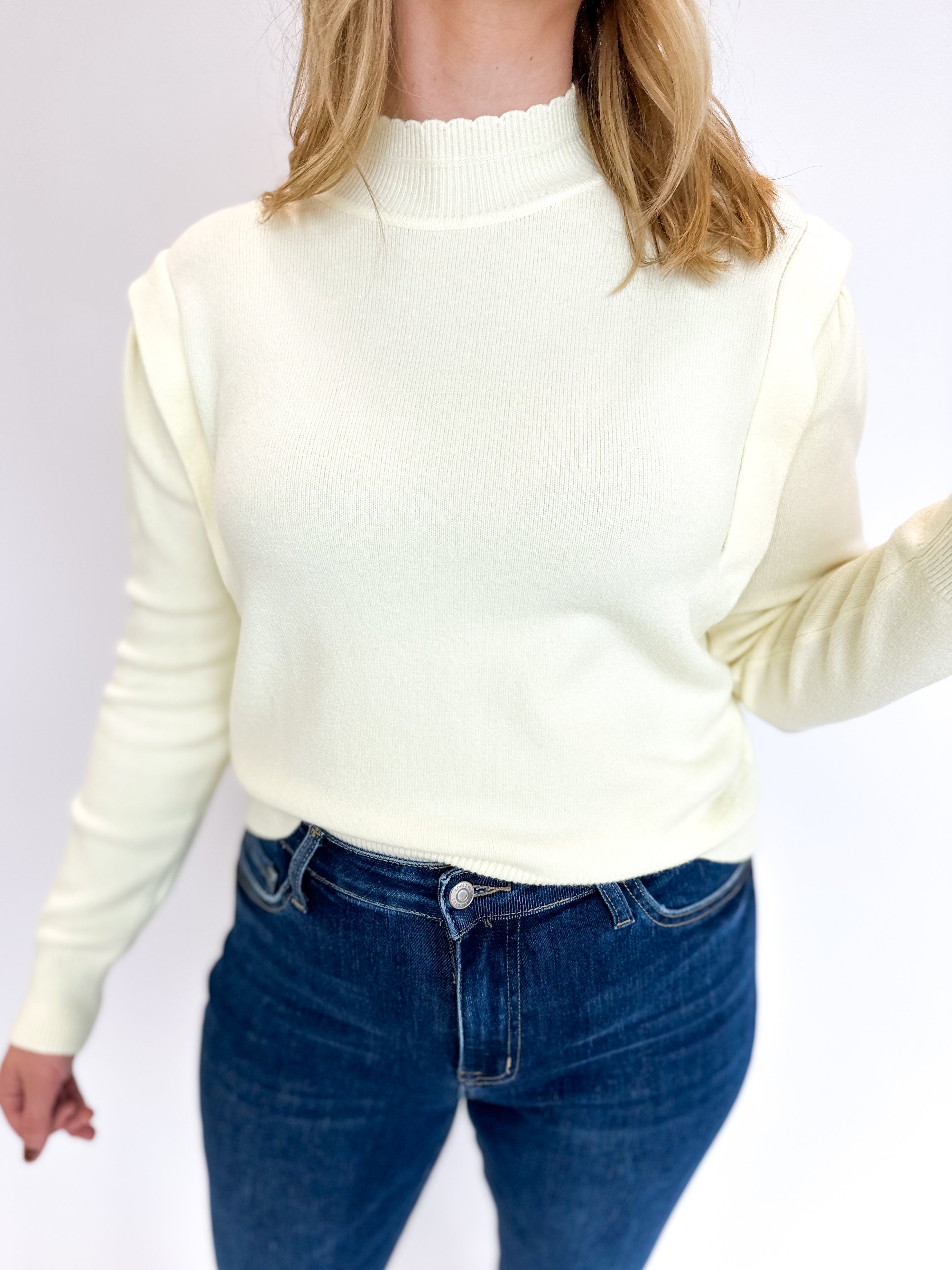 Ivory Cap Sleeved Sweater Top-230 Sweaters/Cardis-&MERCI-July & June Women's Fashion Boutique Located in San Antonio, Texas