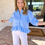 The Move with Grace Top - Blue-200 Fashion Blouses-ENTRO-July & June Women's Fashion Boutique Located in San Antonio, Texas