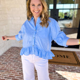 The Move with Grace Top - Blue-200 Fashion Blouses-ENTRO-July & June Women's Fashion Boutique Located in San Antonio, Texas