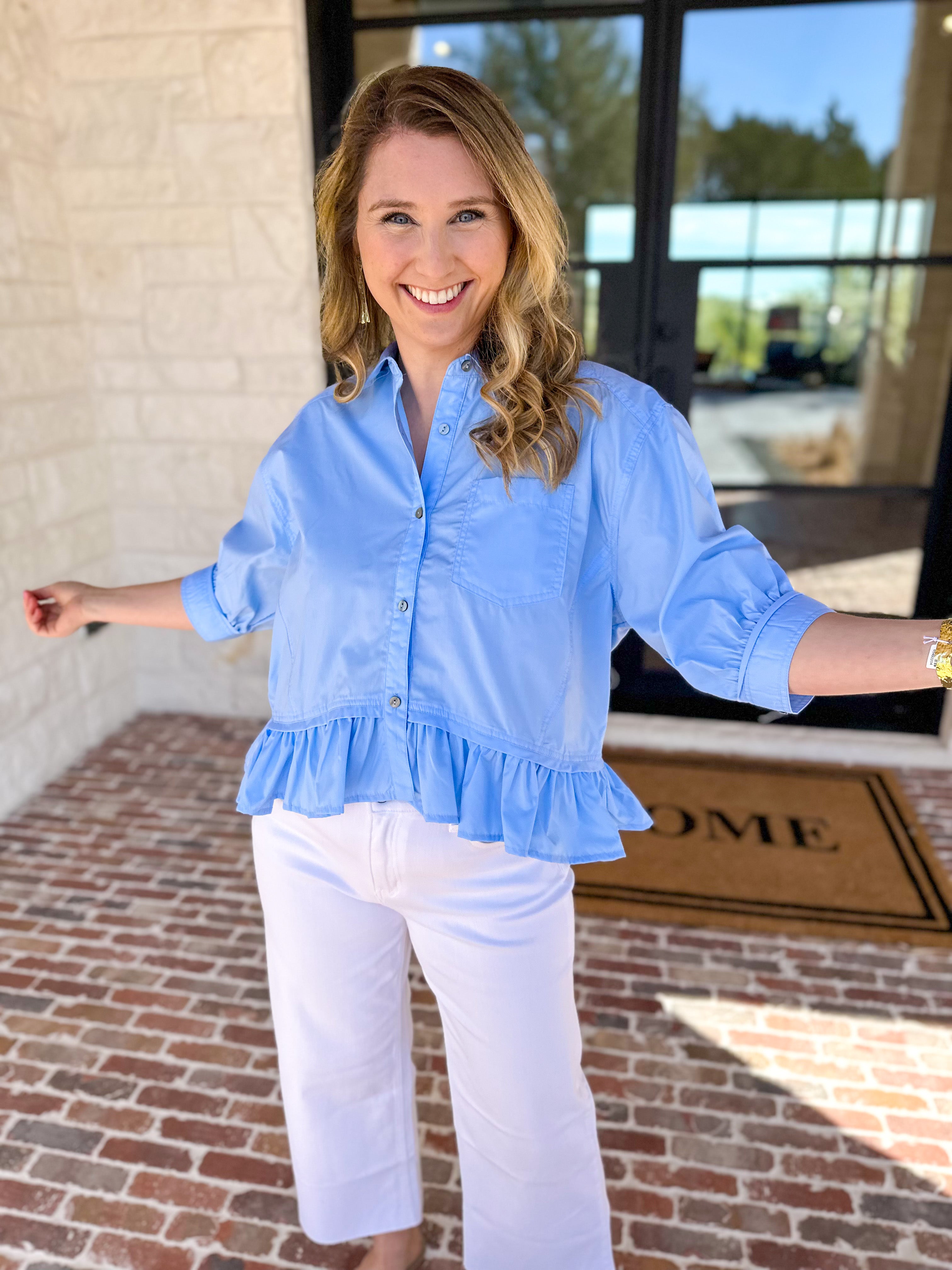 The Move with Grace Top - Blue-200 Fashion Blouses-ENTRO-July & June Women's Fashion Boutique Located in San Antonio, Texas