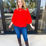 The Eva Sweater - Red-200 Fashion Blouses-JODIFL-July & June Women's Fashion Boutique Located in San Antonio, Texas