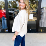 Scalloped Sweater Top - Cream-230 Sweaters/Cardis-ENTRO-July & June Women's Fashion Boutique Located in San Antonio, Texas