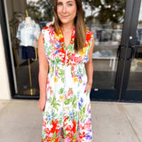 Vibrant Petals Midi Dress-500 Midi-FATE-July & June Women's Fashion Boutique Located in San Antonio, Texas
