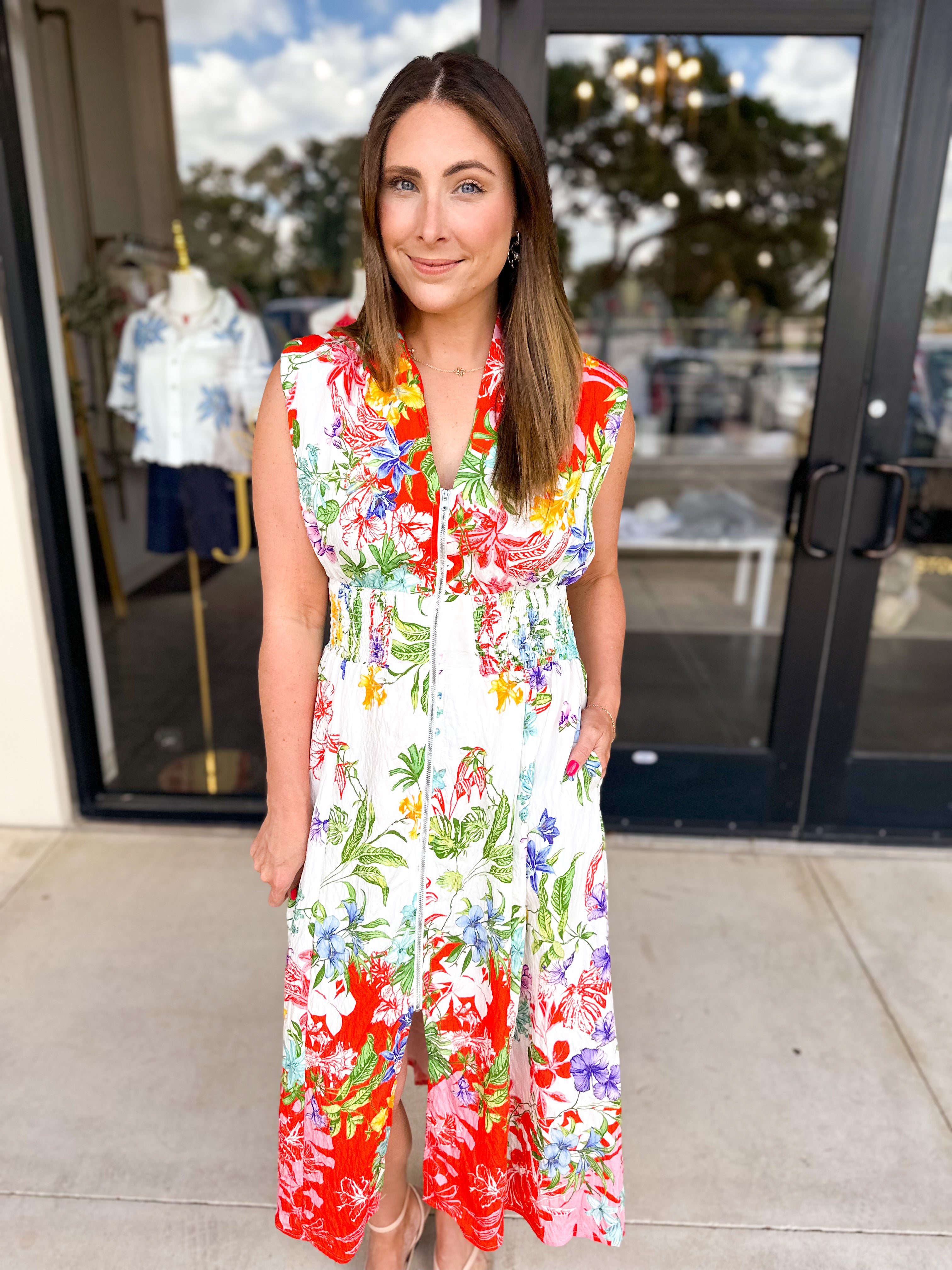 Vibrant Petals Midi Dress-500 Midi-FATE-July & June Women's Fashion Boutique Located in San Antonio, Texas