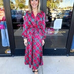 Mary Square - Gracelyn Plaid About You Pink Midi Dress-500 Midi-MARY SQUARE-July & June Women's Fashion Boutique Located in San Antonio, Texas