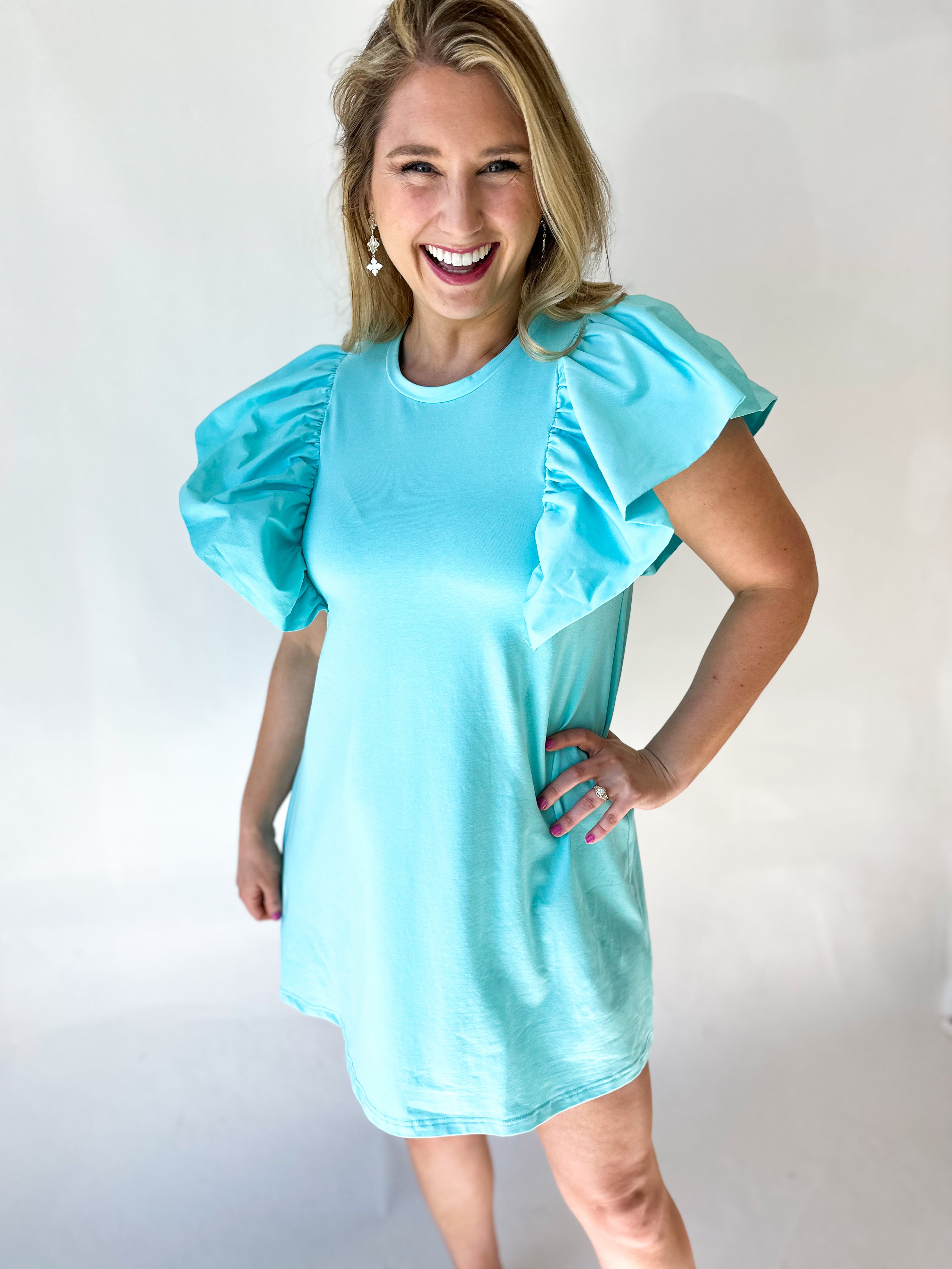 Ruffle T-Shirt Dress-510 Mini-TCEC-July & June Women's Fashion Boutique Located in San Antonio, Texas