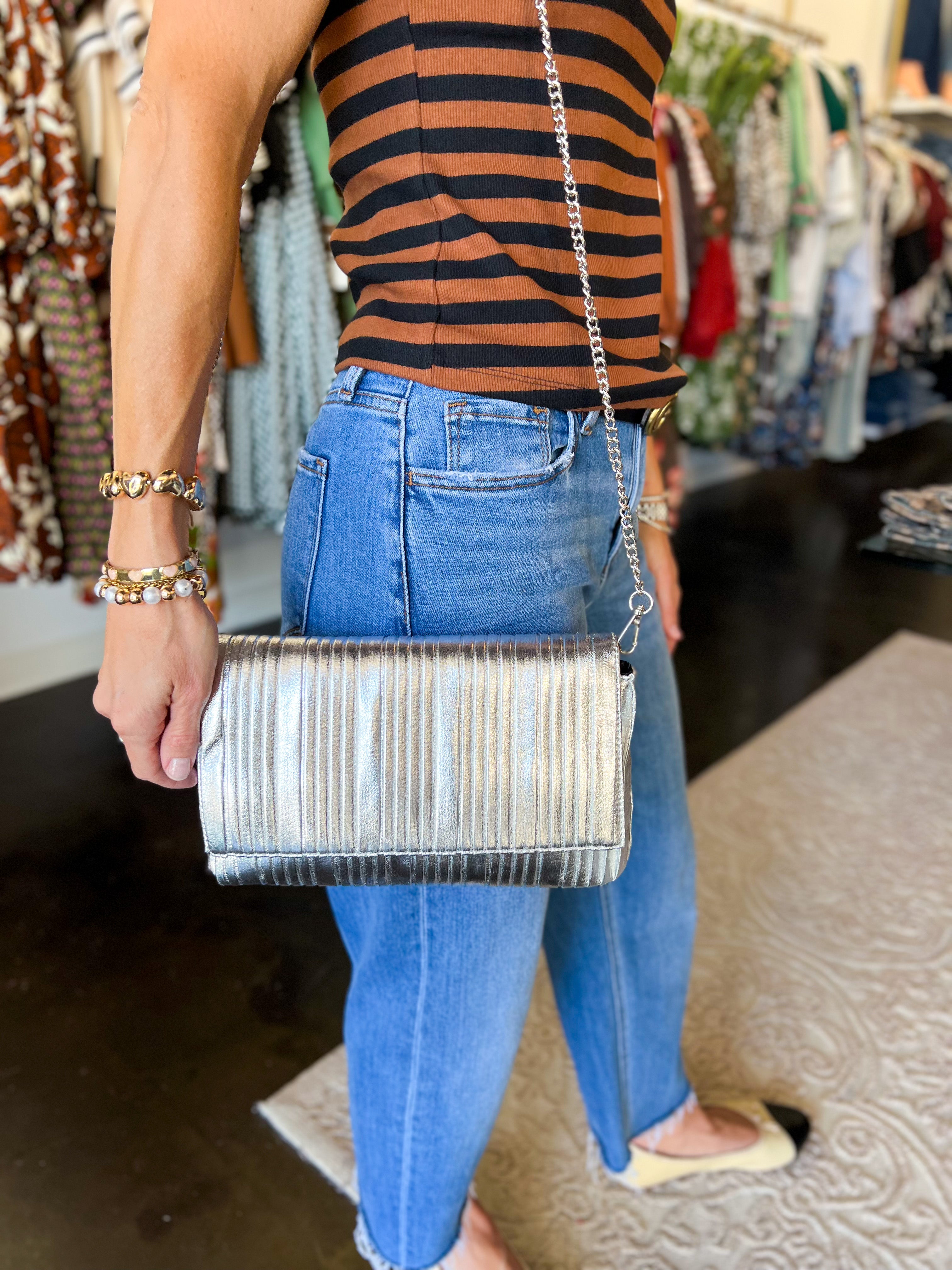 Esmerelda Clutch - Silver-130 ACCESSORIES-Moda Luxe-July & June Women's Fashion Boutique Located in San Antonio, Texas