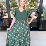 Dusty Green Embroidered Midi Dress-500 Midi-POLOGRAM-July & June Women's Fashion Boutique Located in San Antonio, Texas