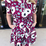 Plum Floral Mini Dress-510 Mini-ENTRO-July & June Women's Fashion Boutique Located in San Antonio, Texas