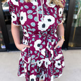 Plum Floral Mini Dress-510 Mini-ENTRO-July & June Women's Fashion Boutique Located in San Antonio, Texas