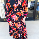 Bold Paisley Floral Print Midi Dress-500 Midi-JODIFL-July & June Women's Fashion Boutique Located in San Antonio, Texas