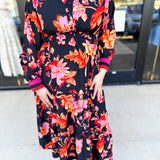 Bold Paisley Floral Print Midi Dress-500 Midi-JODIFL-July & June Women's Fashion Boutique Located in San Antonio, Texas