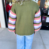 Mary Square - Pippa Green Cardigan-230 Sweaters/Cardis-MARY SQUARE-July & June Women's Fashion Boutique Located in San Antonio, Texas