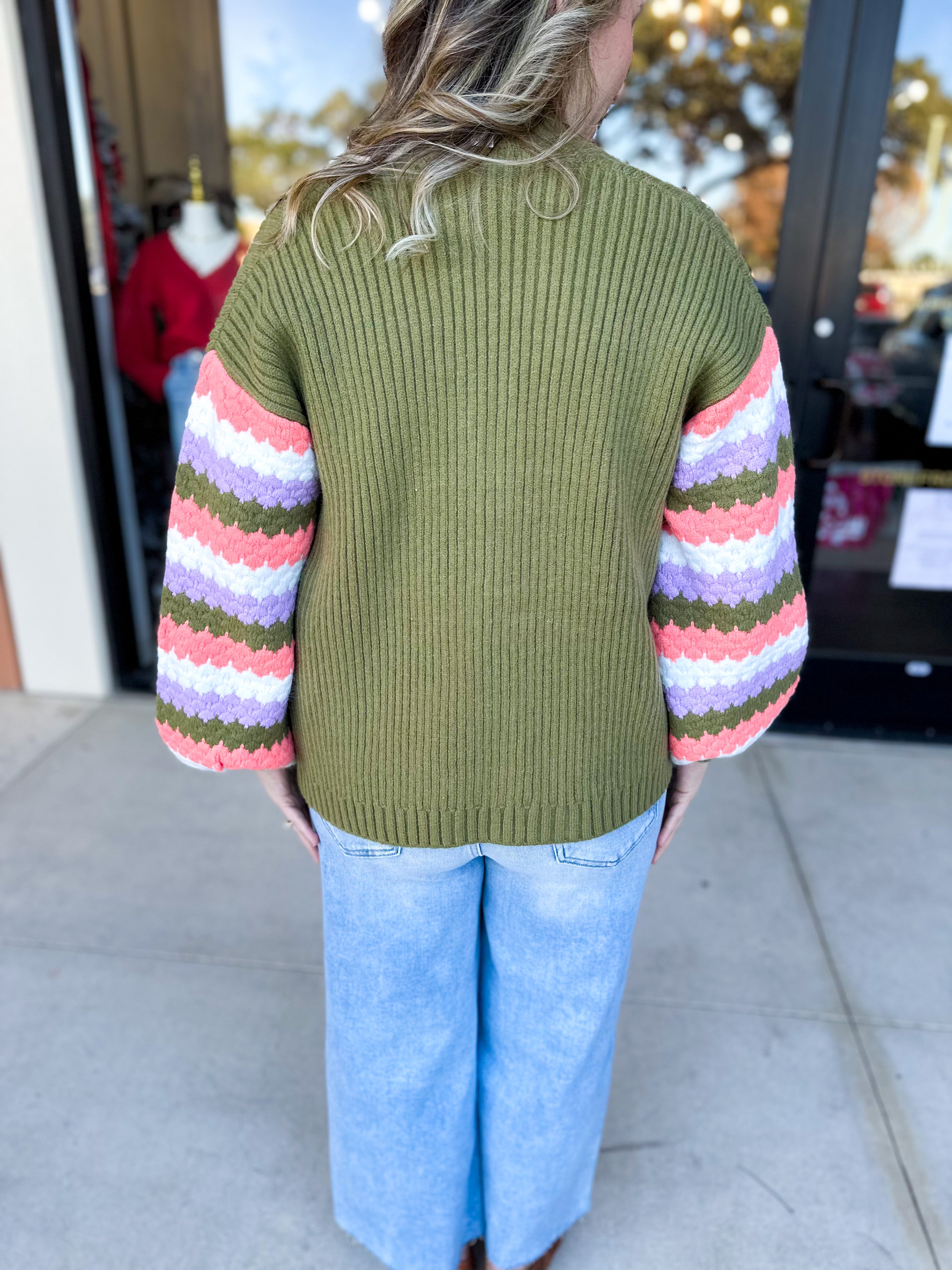 Mary Square - Pippa Green Cardigan-230 Sweaters/Cardis-MARY SQUARE-July & June Women's Fashion Boutique Located in San Antonio, Texas