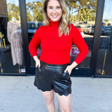 Classic Turtleneck Sweater Top - Red-230 Sweaters/Cardis-SKIES ARE BLUE-July & June Women's Fashion Boutique Located in San Antonio, Texas