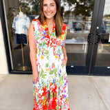 Vibrant Petals Midi Dress-500 Midi-FATE-July & June Women's Fashion Boutique Located in San Antonio, Texas