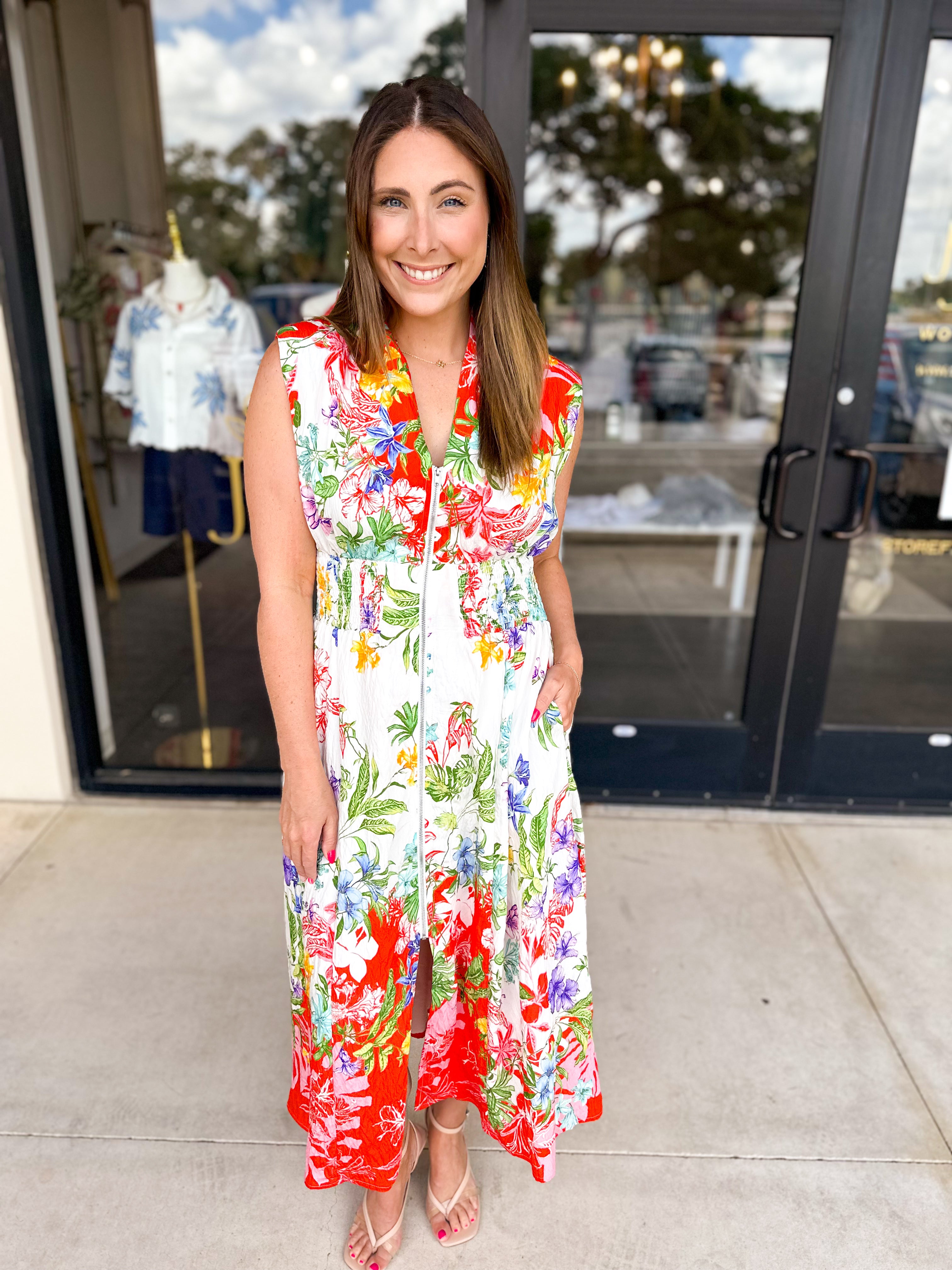 Vibrant Petals Midi Dress-500 Midi-FATE-July & June Women's Fashion Boutique Located in San Antonio, Texas
