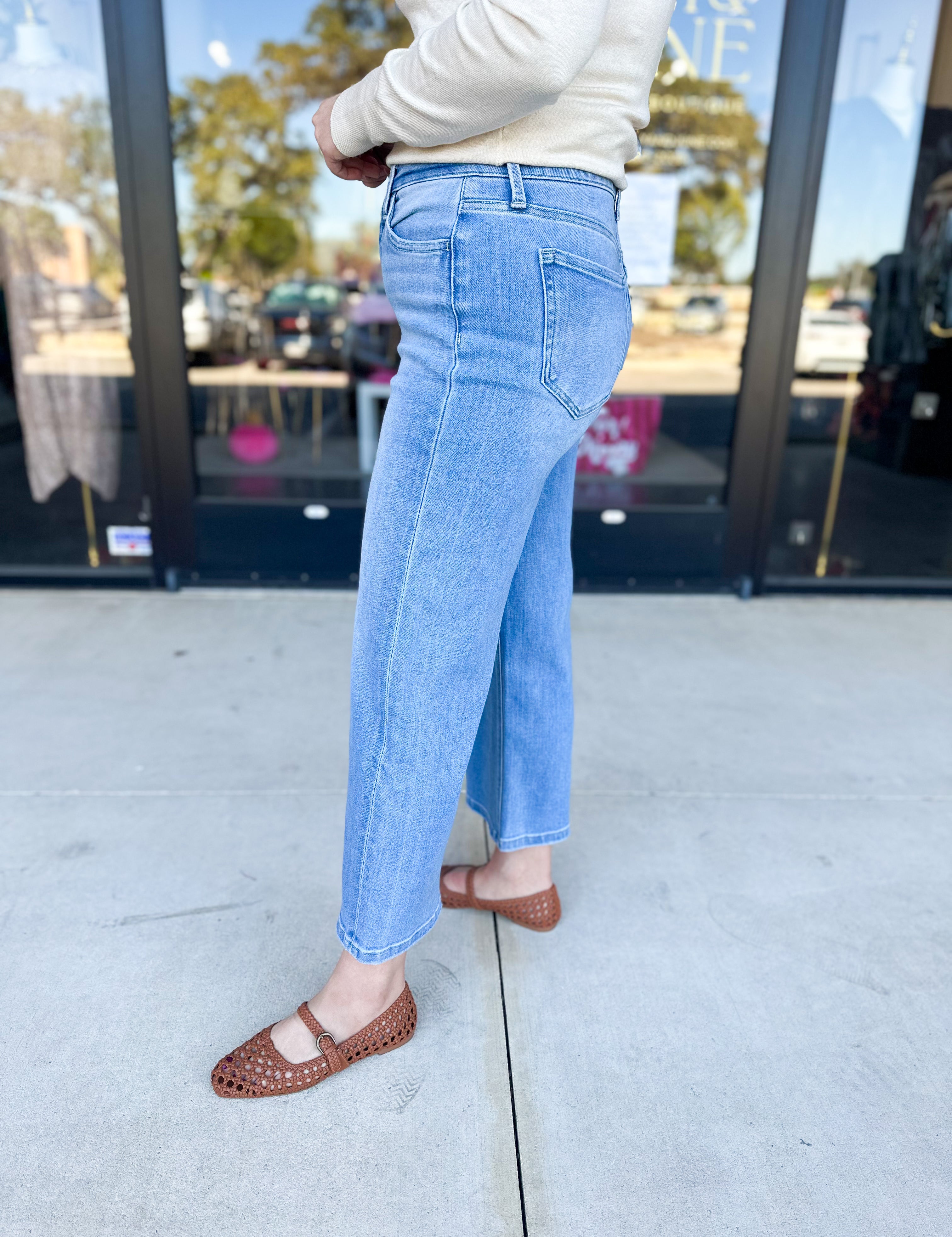 Vervet - High Rise Cropped Wide Leg Jeans-400 Pants-VEVERT BY FLYING MONKEY-July & June Women's Fashion Boutique Located in San Antonio, Texas