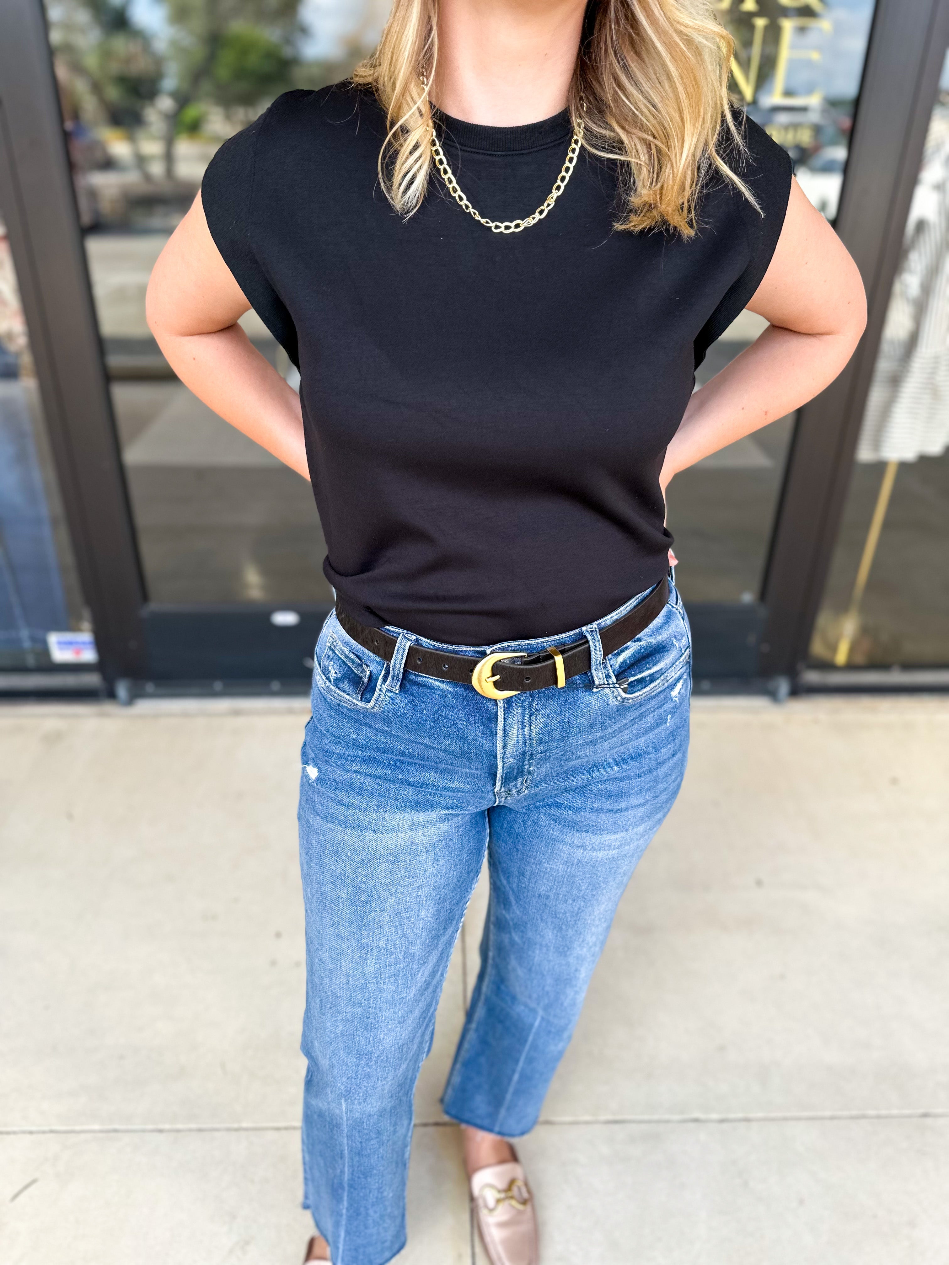 Casual Chic Tee - Black-210 Casual Blouses-ENTRO-July & June Women's Fashion Boutique Located in San Antonio, Texas