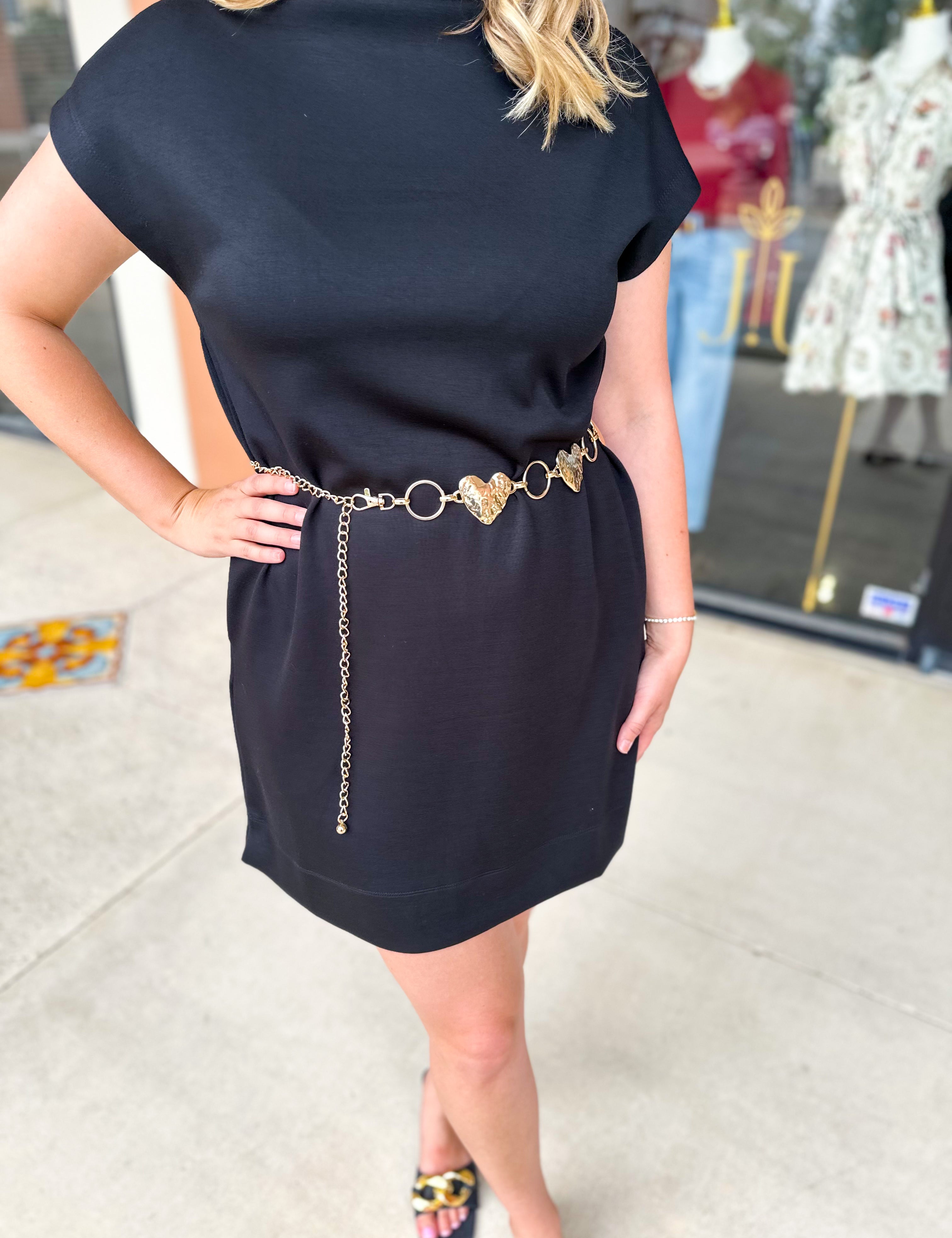 Heart Hammered Link Belt - Gold - One Size-130 ACCESSORIES-Most Wanted USA-July & June Women's Fashion Boutique Located in San Antonio, Texas