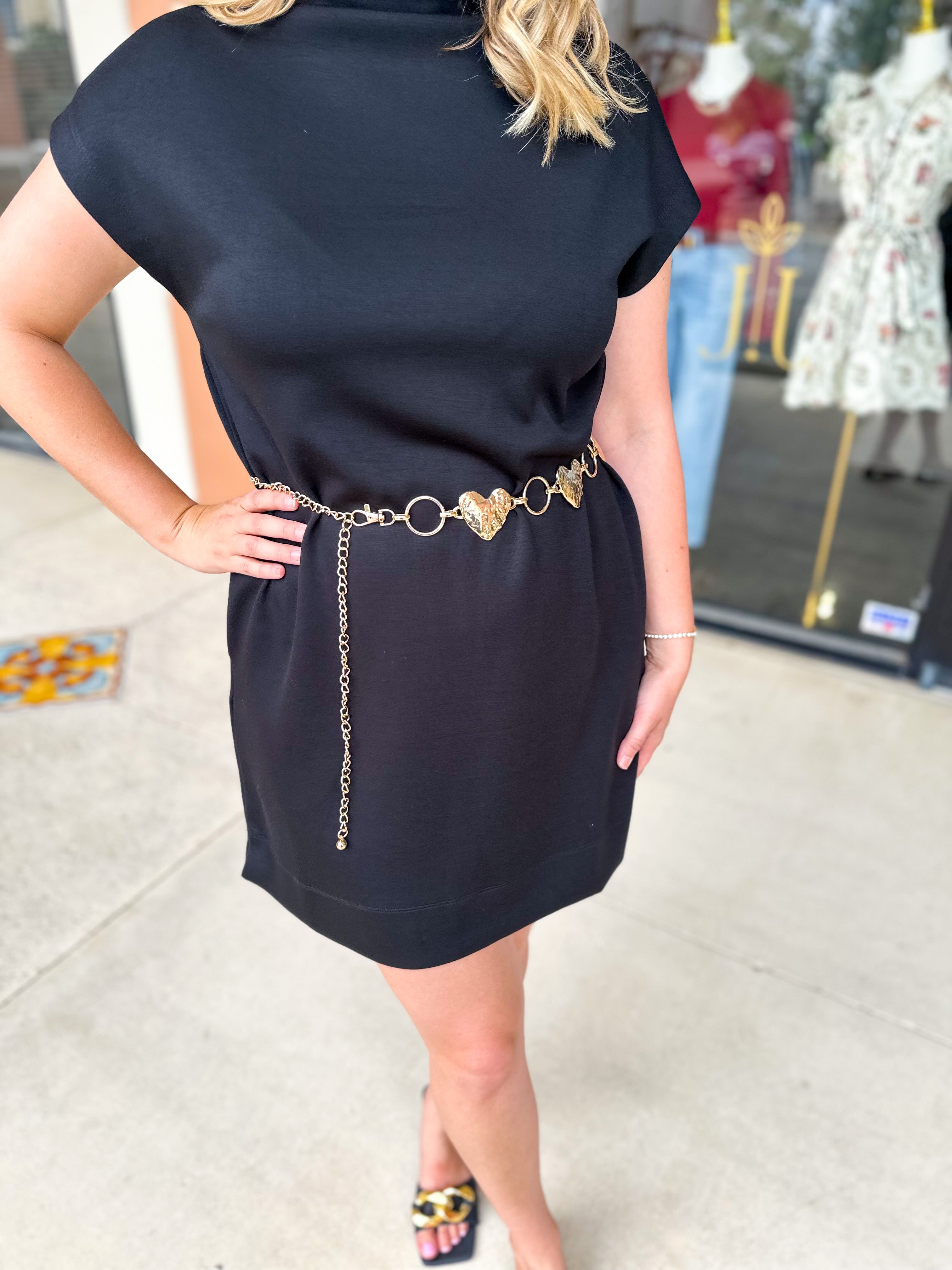 Heart Hammered Link Belt - Gold - One Size-130 ACCESSORIES-Most Wanted USA-July & June Women's Fashion Boutique Located in San Antonio, Texas