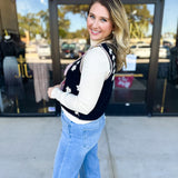 Mauve & Black Knit Floral Vest-600 Outerwear-LISTICLE-July & June Women's Fashion Boutique Located in San Antonio, Texas