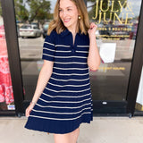 Navy Knit Mini Dress-510 Mini-FLYING TOMATO-July & June Women's Fashion Boutique Located in San Antonio, Texas