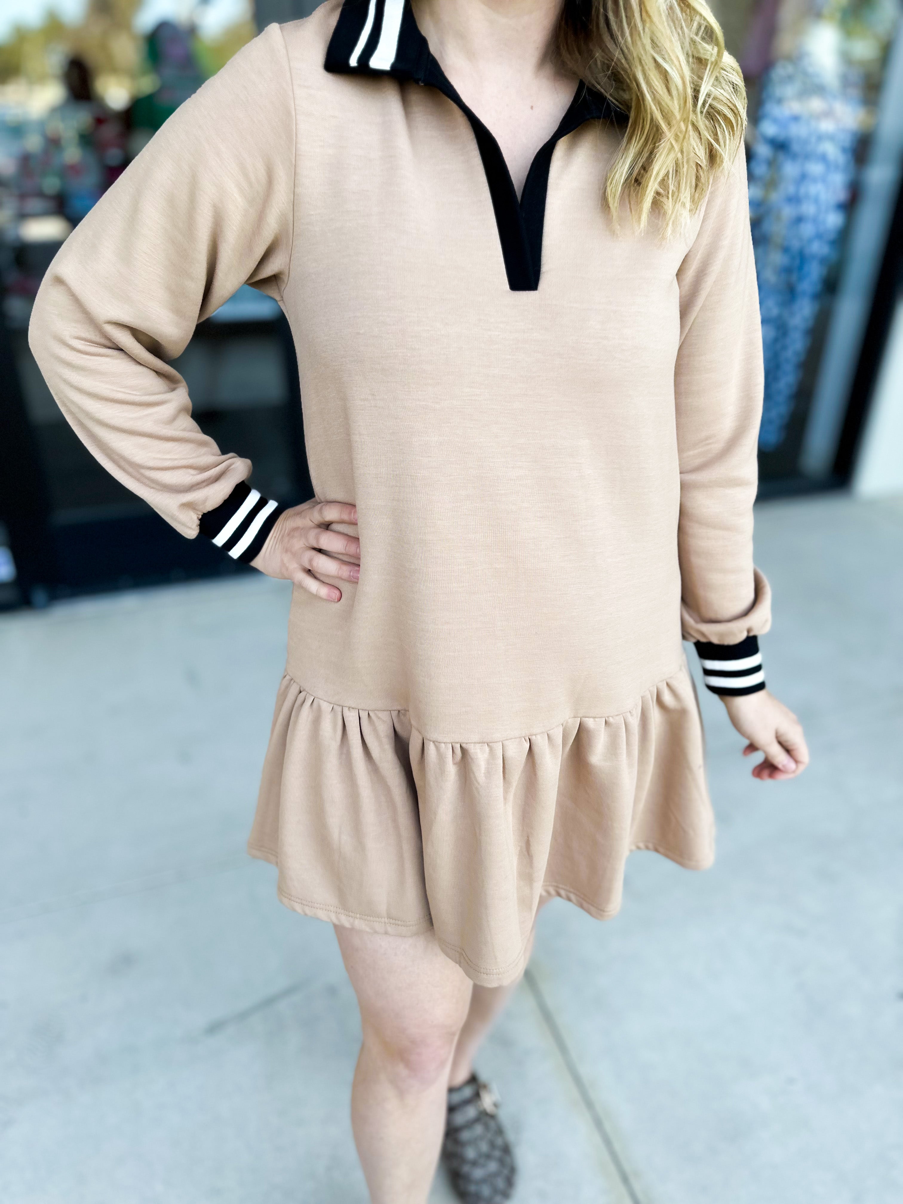 Mary Square - Allison Latte Mini Dress-510 Mini-MARY SQUARE-July & June Women's Fashion Boutique Located in San Antonio, Texas