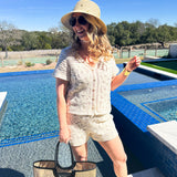 Luxe Crochet Knit Shorts Set-200 Fashion Blouses-SKIES ARE BLUE-July & June Women's Fashion Boutique Located in San Antonio, Texas