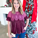 Lace Details Velvet Blouse - Pink-200 Fashion Blouses-FATE-July & June Women's Fashion Boutique Located in San Antonio, Texas