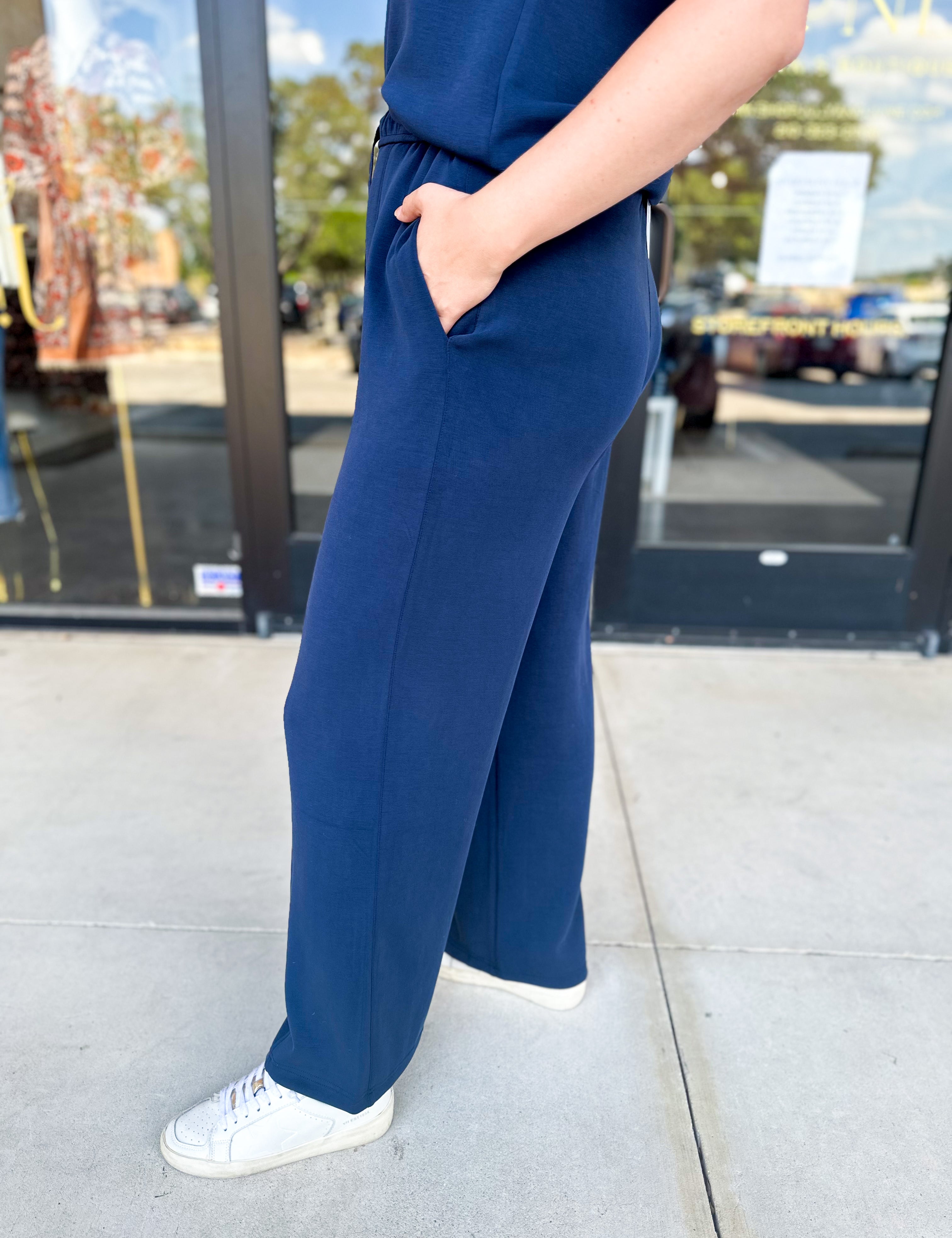 Soft Modal Lounge Pants - Navy - RESTOCK-300 Athleisure/Lounge-SKIES ARE BLUE-July & June Women's Fashion Boutique Located in San Antonio, Texas