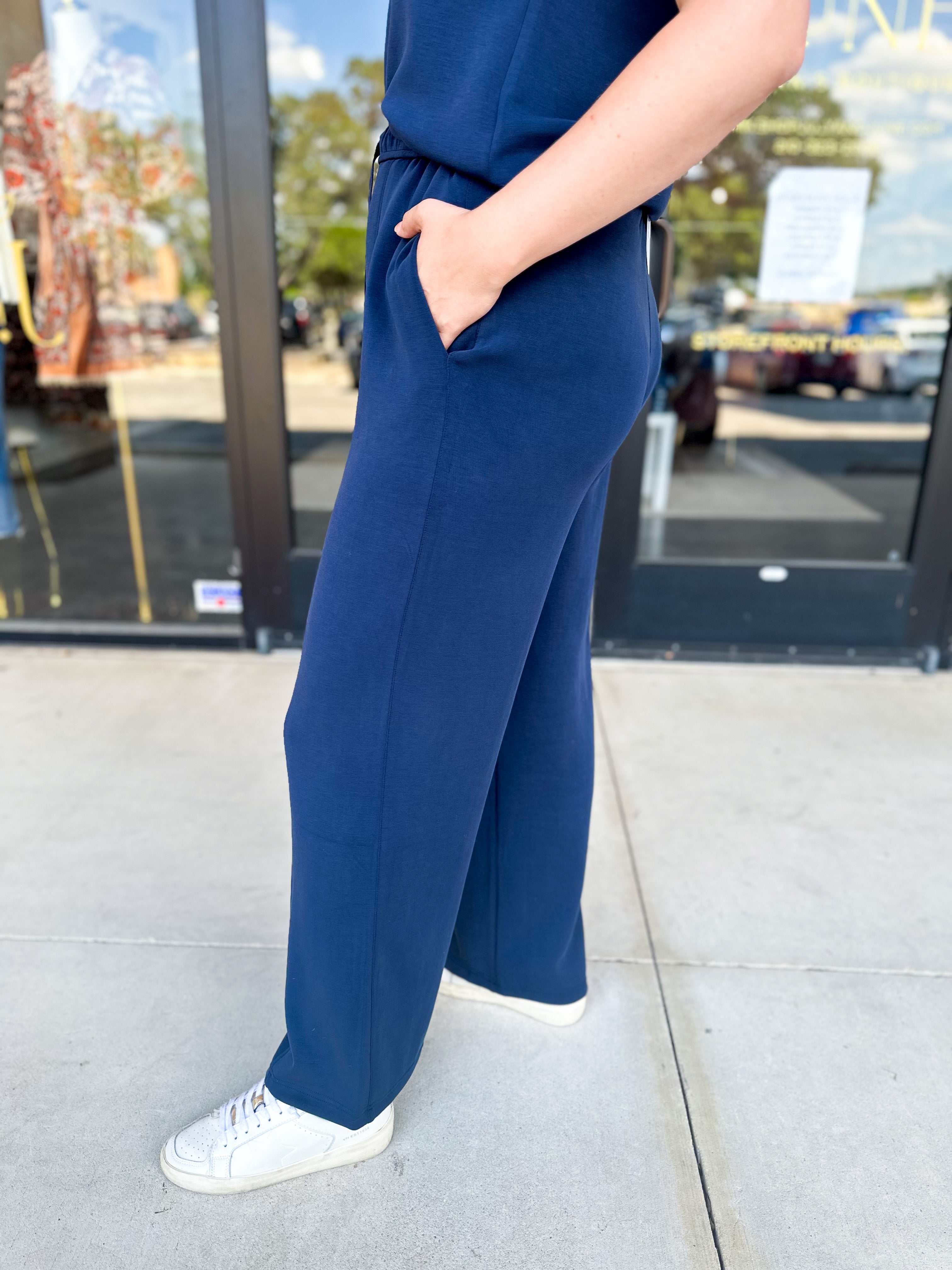 Soft Modal Lounge Pants - Navy - RESTOCK-300 Athleisure/Lounge-SKIES ARE BLUE-July & June Women's Fashion Boutique Located in San Antonio, Texas