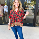 Fall Garden Blouse - Black-200 Fashion Blouses-ENTRO-July & June Women's Fashion Boutique Located in San Antonio, Texas