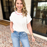 Heart Embroidered Tee-200 Fashion Blouses-DAY + MOON-July & June Women's Fashion Boutique Located in San Antonio, Texas